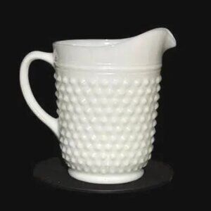 Vintage MCM 1960's Anchor Hocking Hobnail Pitcher White Milk Glass 64oz